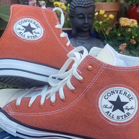 New Rusty Orange Two Tone Converse CTAS Hi Top Sneakers - Picture 8 of 16
